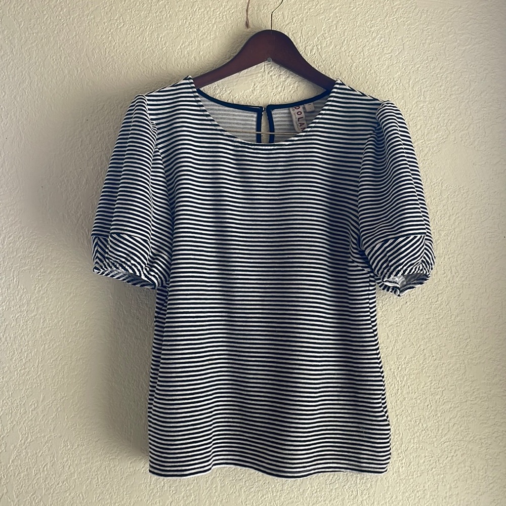 Dolan left coast collection, size Large black and white striped shirt